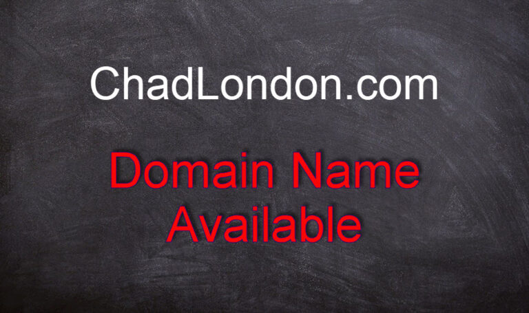 Chad London domain name available signboard.