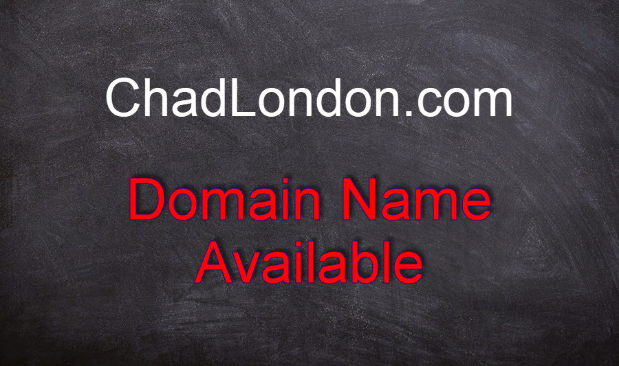 Chad London domain name available signboard.