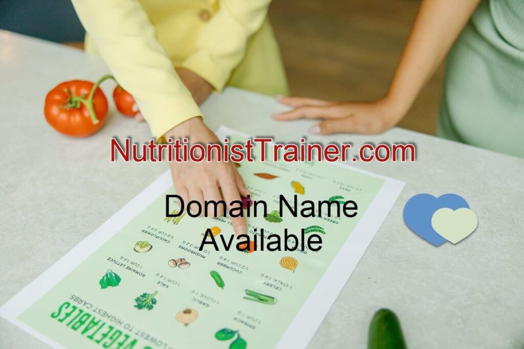 Nutritionist Trainer signboard domain name for sale.