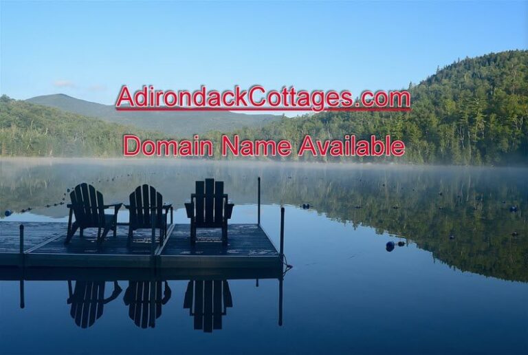 Adirondack Cottages dot com domain name available signboard.