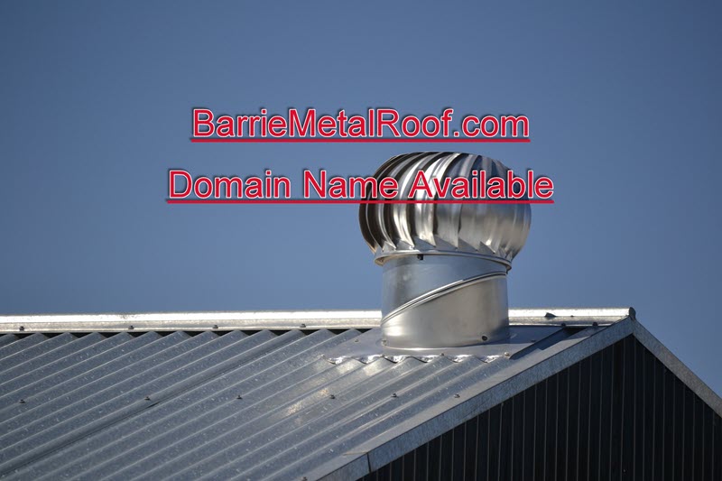 Barrie Metal Roof dot com domain name available signboard.
