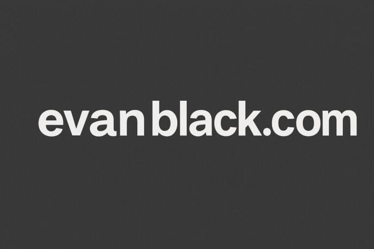 EvanBlack.com on charcoal background domain name for sale.