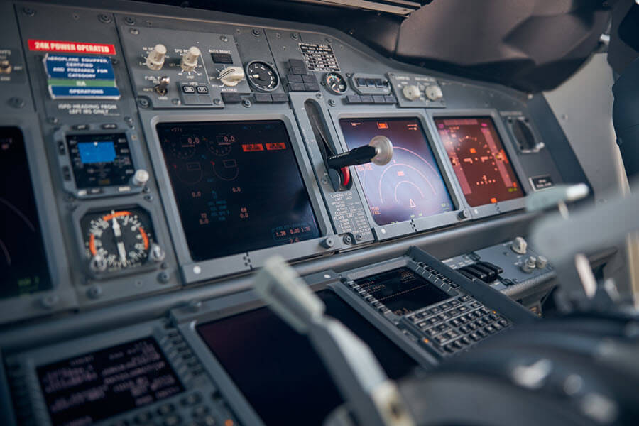Image of control panel on aerospace airlines control panel.