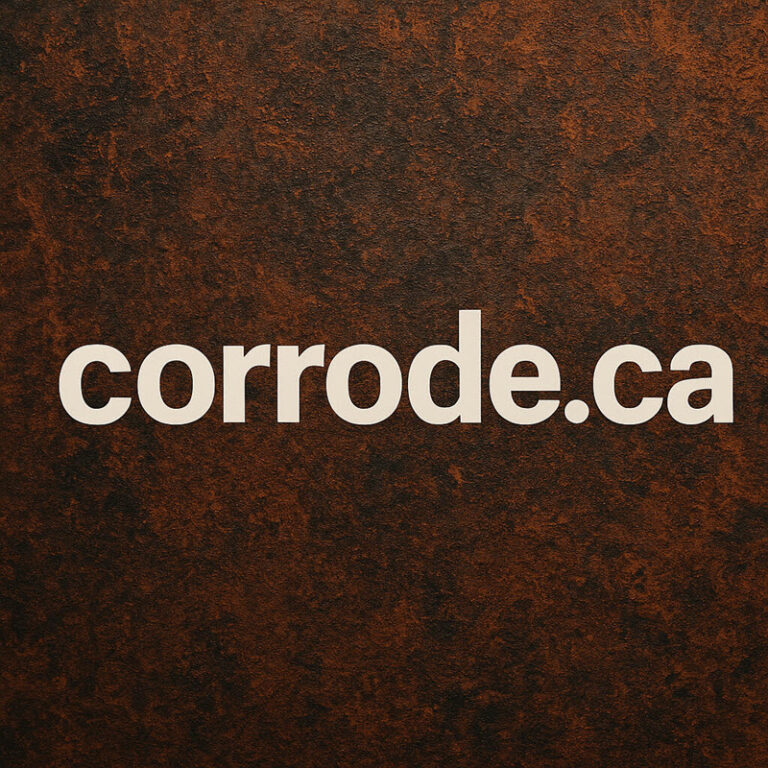 Billboard with brown rust like background and the word corrode.ca in the center.