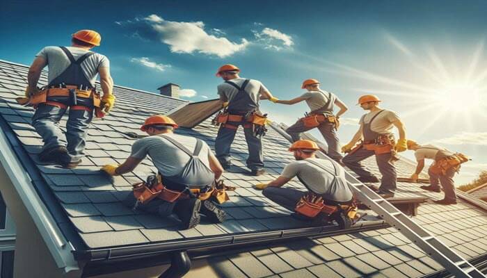 Roofers working on roof in Largo.