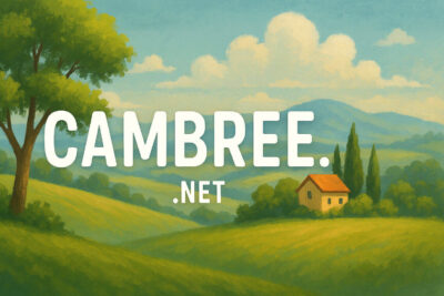 Graphic with rolling hills a tree and caption Cambree.net