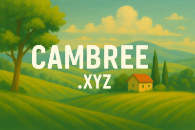 Graphic with rolling hills a tree and caption Cambree.xyz