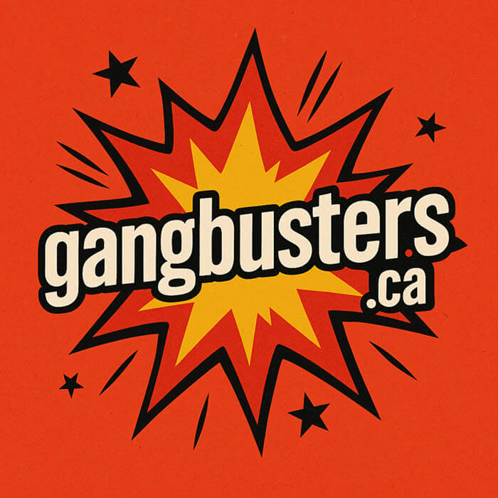 Graphic of big bang with caption gangbusters.ca