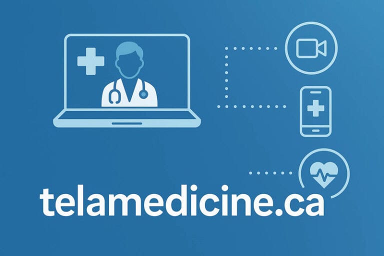 Telamedicine.ca graphic designed to reflect innovation, digital care, and future of healthcare in Canada.
