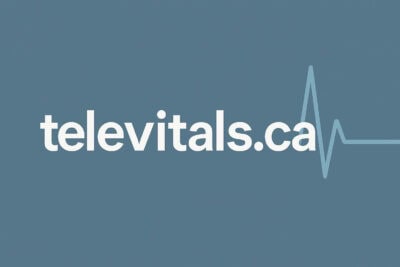 Graphic on blue background with caption televitals.ca in center.