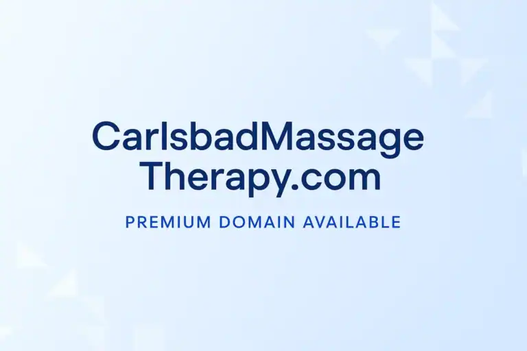 Caption CarlsbadMassageTherapy.com designed with a clean gradient background, bold centered typography, and the sub‑text Premium Domain Available.