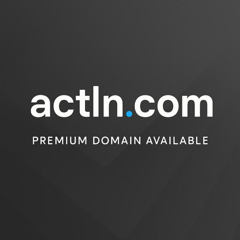 actln.com designed with clean, modern layout, bold typography, and a sleek gradient background and sub-heading Premium Domain Available