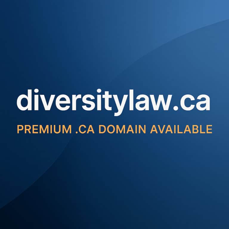 diversitylaw.ca image with a clean, modern gradient background with bold centered typography, the domain name displayed prominently, and the sub‑text “Premium .CA Domain Available” in a strong accent color