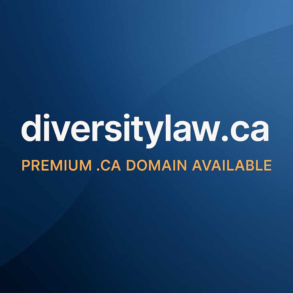 diversitylaw.ca image with a clean, modern gradient background with bold centered typography, the domain name displayed prominently, and the sub‑text “Premium .CA Domain Available” in a strong accent color