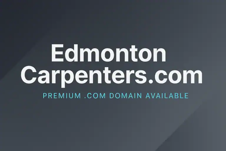 Caption EdmontonCarpenters.com on charcoal grey background with sub-heading Premium dot com Domain