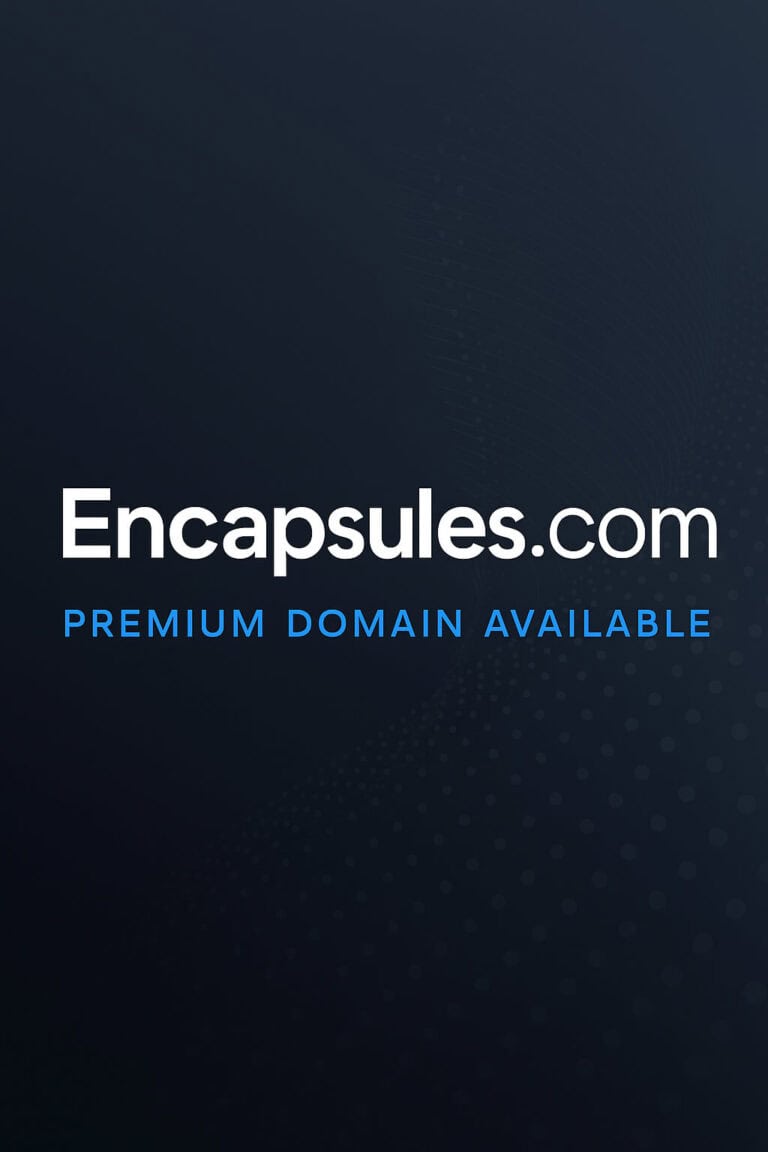 Encapsules.com clean, modern typography centered layout featuring Encapsules.com in bold, with the sub‑text Premium Domain Available