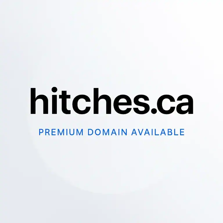 Caption hitches.ca with sub-heading Premium Domain Available on white background.