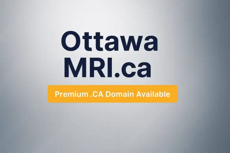 Professional “Domain For Sale” graphic for OttawaMRI.ca — designed with a clean, modern, minimalistic style and strong typography.
