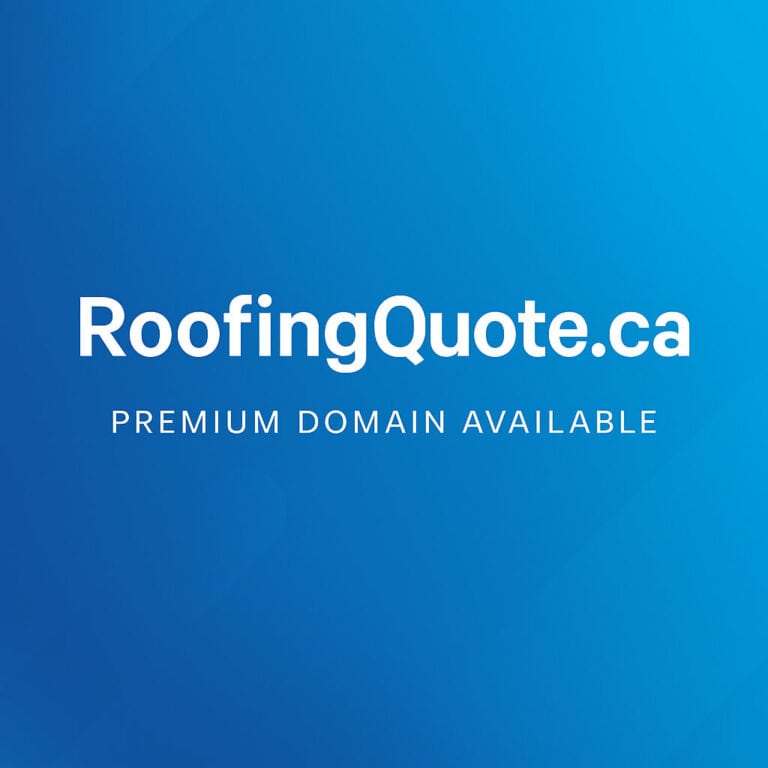 RoofingQuote.ca designed with a clean, modern gradient background, bold centered typography for the domain name, and the sub‑text “Premium Domain Available” in a balanced, minimal layout on light blue background.