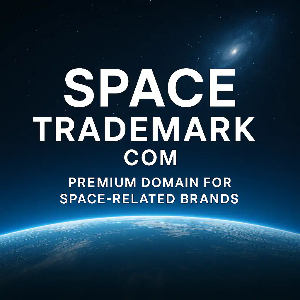 SpaceTrademark.com title sitting on top of graphic of moon and light blue background.