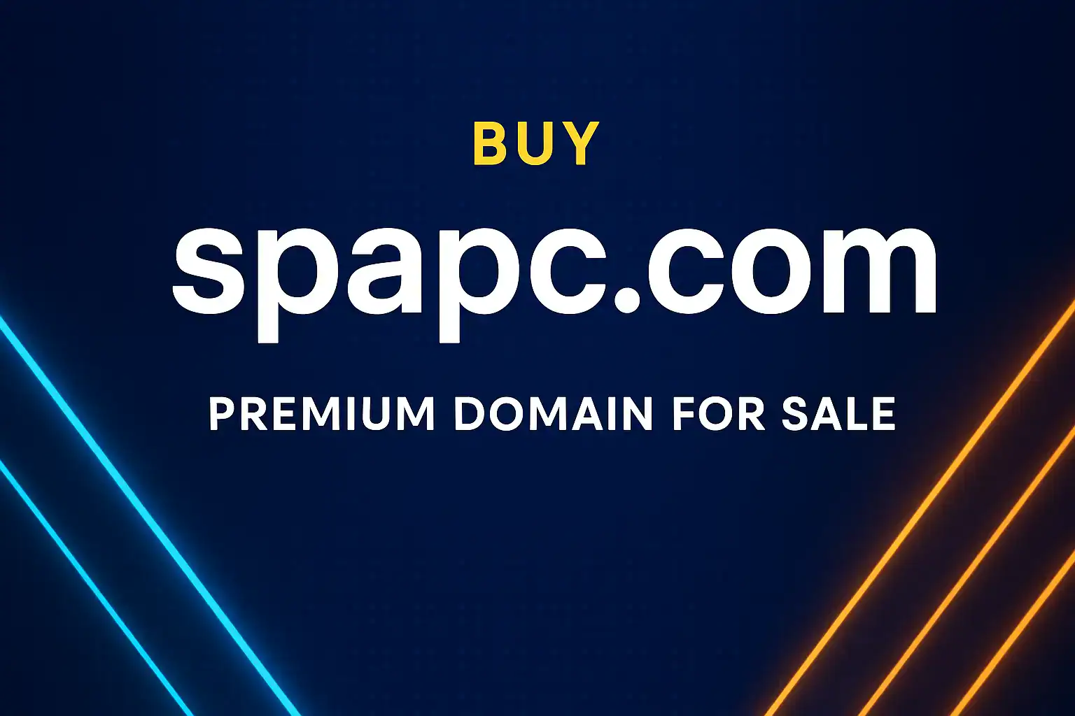 Sleek digital banner showcasing the premium spapc.com domain with glowing .com and modern tech-inspired background.