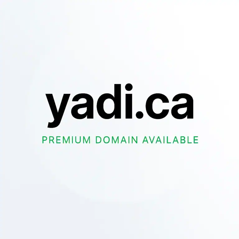 Caption yadi.ca with sub-heading Premium Domain Available on white background.